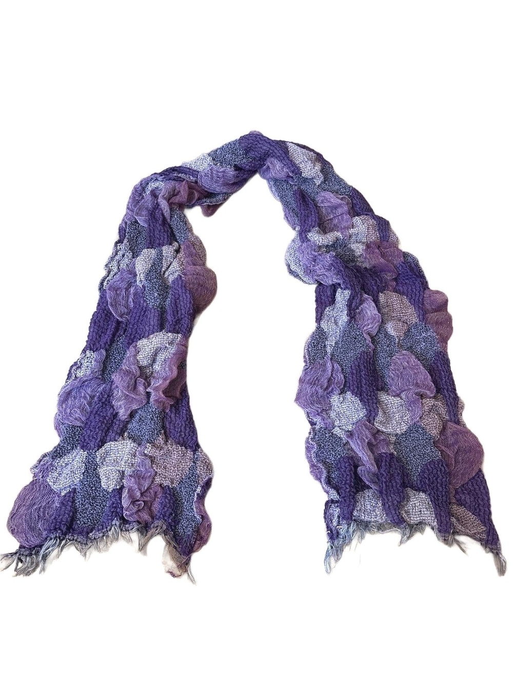 Bohemian Purple Crinkled and Textured Scarf - 6ft x 1.5ft